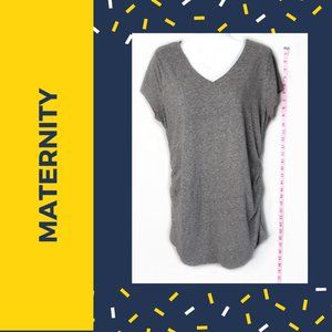 🍼 LIZ LANGE • Large gray maternity shirt slimming ruched casual short sleeve